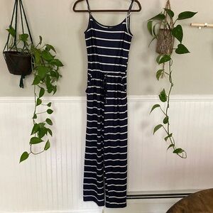 Blue and White Striped Cotton Jumpsuit Romper size S